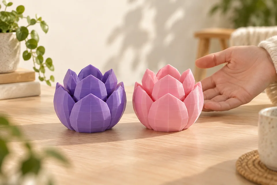 R3D PLA Temperature-Change 材質用途示意：變色模型、展示小物、教學試片。 AI 生成，非官方色票、實拍或性能測試。